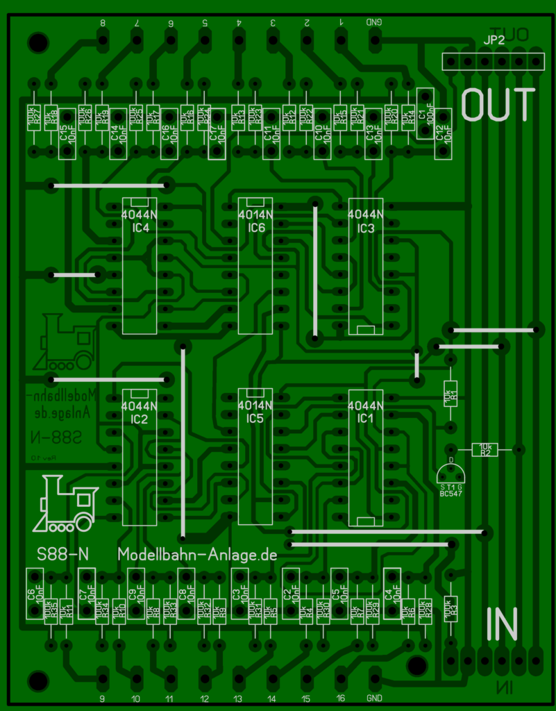 S88 Decoder Variante 1 zum Selberätzen, einseitiges Layout